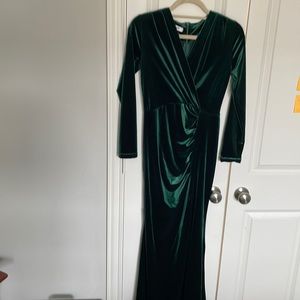 Velvet Maxi Party Dress Green